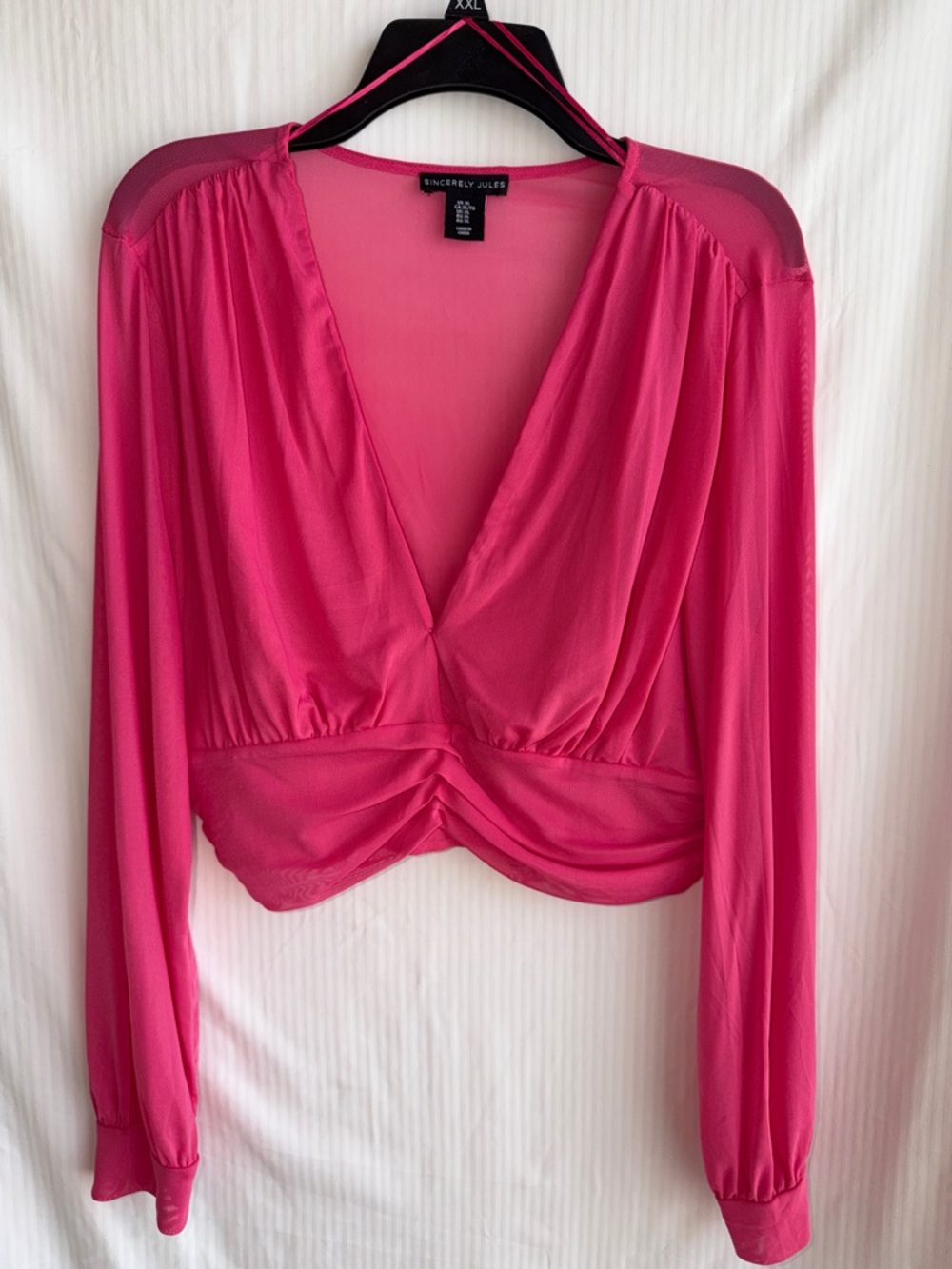 Sincerely Jules Hot Pink V-Neck Twist Front Crop Top